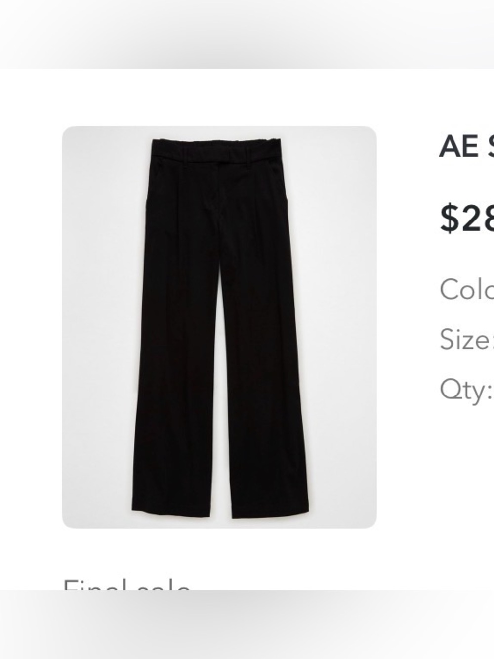 American Eagle wide leg, black trouser pant